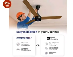 Colorbot Stella BLDC Ceiling Fans 1200mm | BEE 5 Star Rated Power Saver | AeroQuiet+ Technology | 370 RPM | Remote Control (Boost, Timer, LED, Reverse Mode) | 4 Years Warranty (Urban Oak)