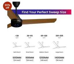 Colorbot Stella BLDC Ceiling Fans 1200mm | BEE 5 Star Rated Power Saver | AeroQuiet+ Technology | 370 RPM | Remote Control (Boost, Timer, LED, Reverse Mode) | 4 Years Warranty (Urban Oak)