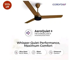 Colorbot Stella BLDC Ceiling Fans 1200mm | BEE 5 Star Rated Power Saver | AeroQuiet+ Technology | 370 RPM | Remote Control (Boost, Timer, LED, Reverse Mode) | 4 Years Warranty (Caramel Brown)