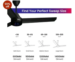 Colorbot Stella BLDC Ceiling Fans 1200mm | BEE 5 Star Rated Power Saver | AeroQuiet+ Technology | 370 RPM | Remote Control (Boost, Timer, LED, Reverse Mode) | 4 Years Warranty (Charcoal Black)