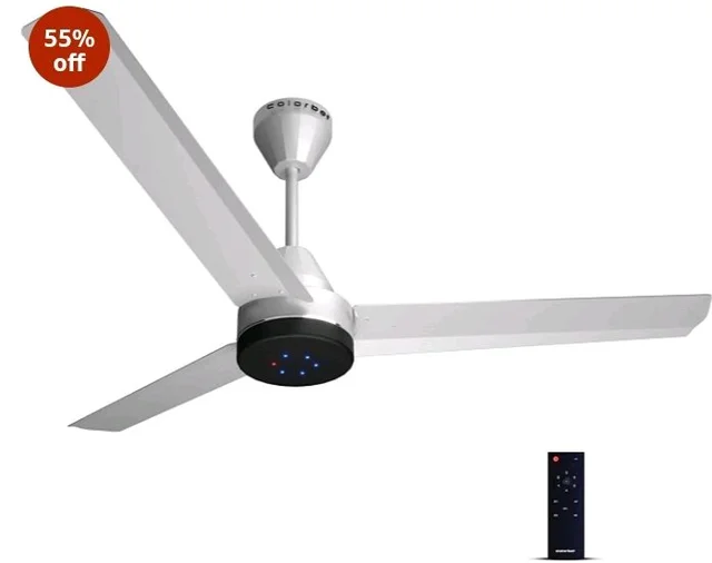 Colorbot Stella BLDC Ceiling Fans 1200mm | BEE 5 Star Rated Power Saver | AeroQuiet+ Technology | 370 RPM | Remote Control (Boost, Timer, LED, Reverse Mode) | 4 Years Warranty (Arctic White)
