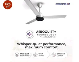 Colorbot Stella BLDC Ceiling Fans 1200mm | BEE 5 Star Rated Power Saver | AeroQuiet+ Technology | 370 RPM | Remote Control (Boost, Timer, LED, Reverse Mode) | 4 Years Warranty (Arctic White)