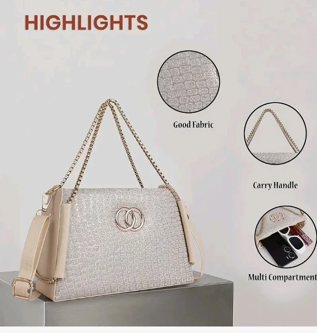 Gold Rose Women’s Faux Leather Sling Bag Wih Golden chain– Stylish Shoulder & Crossbody Bag | Party, Office & Daily Use Handbag