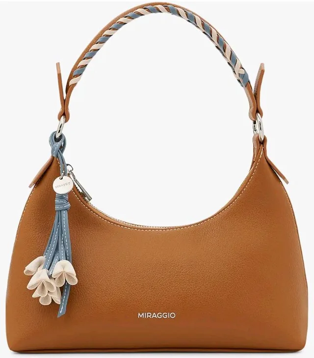 Miraggio Chocolate Shoulder Bag For Woman With Zipper Closure & Floral Charm | Shoulder Bag For Women Stylish For Daily Use | Handbag For Woman