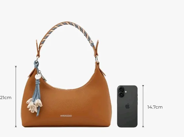 Miraggio Chocolate Shoulder Bag For Woman With Zipper Closure & Floral Charm | Shoulder Bag For Women Stylish For Daily Use | Handbag For Woman