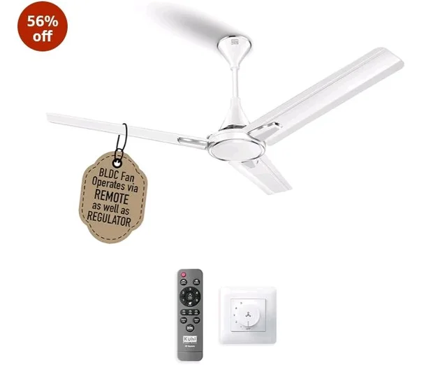 KUHL Meridian M1 1200MM 65% Power Saving BLDC Ceiling Fan With Remote | BEE 5 Star Rated & ISI Marked | High Air Flow | Down Light & Reverse Mode | 5 Year Warranty on Motor | Free Installation |Brown