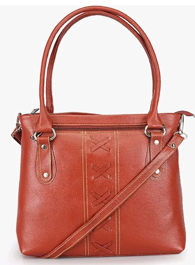 GENWAYNE Women’s Genuine Leather Handbag, Tan – Stylish Top-Handle Tote with 3 Compartments & Zipper Closure