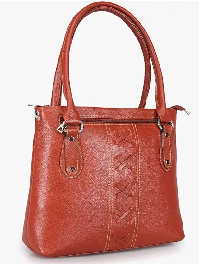 GENWAYNE Women’s Genuine Leather Handbag, Tan – Stylish Top-Handle Tote with 3 Compartments & Zipper Closure