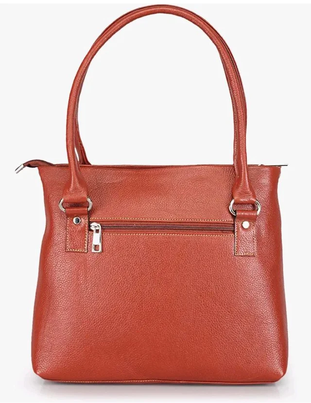 GENWAYNE Women’s Genuine Leather Handbag, Tan – Stylish Top-Handle Tote with 3 Compartments & Zipper Closure