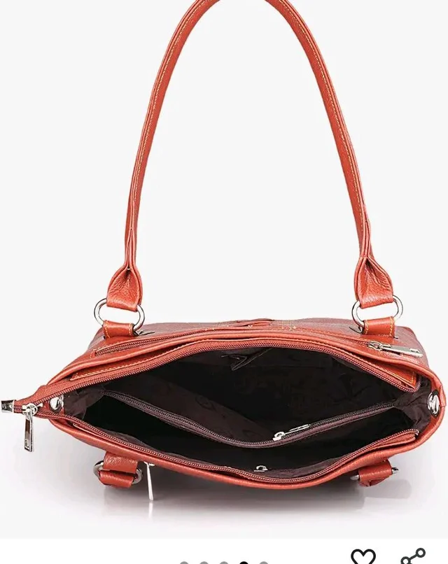 GENWAYNE Women’s Genuine Leather Handbag, Tan – Stylish Top-Handle Tote with 3 Compartments & Zipper Closure