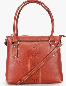 GENWAYNE Women’s Genuine Leather Handbag, Tan – Stylish Top-Handle Tote with 3 Compartments & Zipper Closure