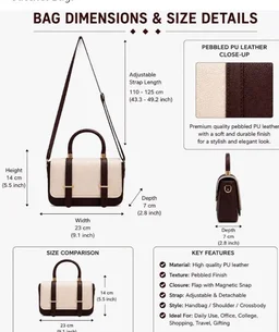 Sponsored
Brand: Generic
DYT Women's PU Leather Color Block Shoulder Handbag, with Detachable Adjustable Crossbody Strap, Top Handle, Magnetic Snap Closure, Small Satchel Bag.