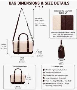 Sponsored
Brand: Generic
DYT Women's PU Leather Color Block Shoulder Handbag, with Detachable Adjustable Crossbody Strap, Top Handle, Magnetic Snap Closure, Small Satchel Bag.