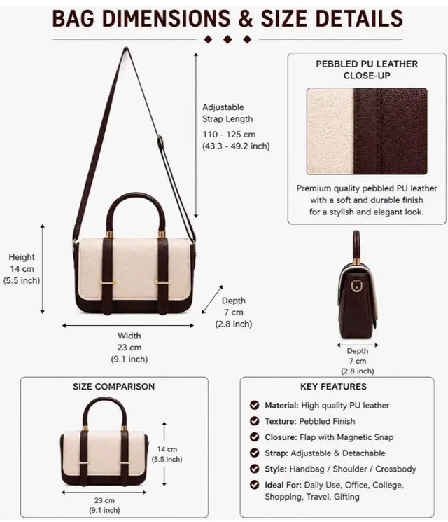 Sponsored
Brand: Generic
DYT Women's PU Leather Color Block Shoulder Handbag, with Detachable Adjustable Crossbody Strap, Top Handle, Magnetic Snap Closure, Small Satchel Bag.