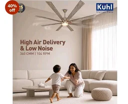 KUHL Polariz Super 72 1800mm 65% Power Saving BLDC Ceiling Fan With Remote |Down&Night Light|Low Noise|Iot -Operate Via Mobile & Alexa | Reverse Mode |Free Installation | Teak