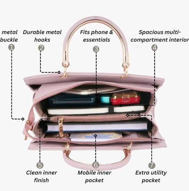 Fashion Handbag for Women | Designer Textured Satchel Purse | Removable Strap | Premium Zip Closure | Trendy Bag for Office, Shopping, Travel & Daily Use