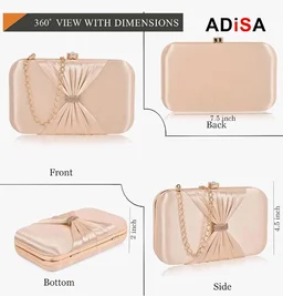 ADISA bow formal party clutch with gold chain for women and girls (CL102)