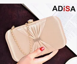 ADISA bow formal party clutch with gold chain for women and girls (CL102)