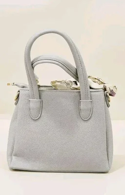 FauxLeather Handbag for Women with Detachable Scarf, Grey | Dual Top Handles, Detachable Crossbody Strap, Gold-Tone Hardware, Tote & Satchel Style, Office & Party Use