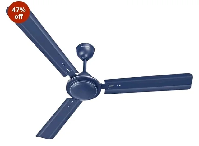 LONGWAY Nexa P1 1200 mm/48 inch Ultra High Speed 3 Blade Anti-Dust Decorative Star Rated Ceiling Fan 2 Years Warranty (Blue, Pack of 1)