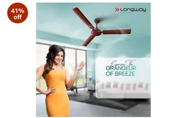 Longway Nexa 1200mm/48 inch High Speed Anti-dust Decorative 5 Star Rated Ceiling Fan 400 RPM with 2 Years Warranty (Brown, Pack of 1)