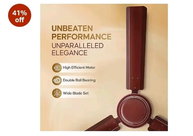 Longway Nexa 1200mm/48 inch High Speed Anti-dust Decorative 5 Star Rated Ceiling Fan 400 RPM with 2 Years Warranty (Brown, Pack of 1)