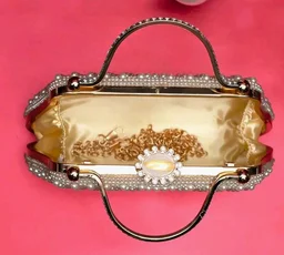 Artklim White Pearl Party Clutch Bag for Women with Detachable Strap