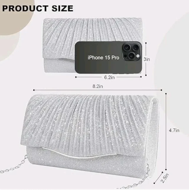 Lyrovo Clutch Purse for Women Formal Dressy Evening Clutches Handbags Crossbody Bag for Wedding Cocktail Prom Elegance Charm