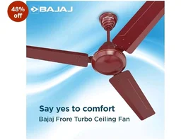 Bajaj Frore 1200 MM (48") 1 Star Rated Ceiling Fans For Home | BEE Star Rated Energy Efficient Ceiling Fan | Rust Free Coating For Long Life | High Air Delivery | 2-Yr Warranty 【Brown】