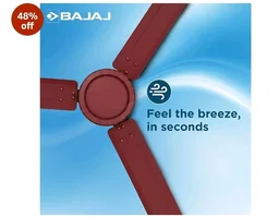 Bajaj Frore 1200 MM (48") 1 Star Rated Ceiling Fans For Home | BEE Star Rated Energy Efficient Ceiling Fan | Rust Free Coating For Long Life | High Air Delivery | 2-Yr Warranty 【Brown】