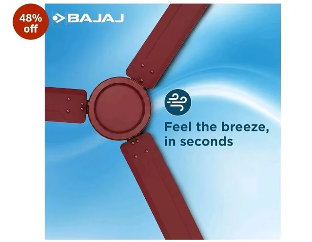 Bajaj Frore 1200 MM (48") 1 Star Rated Ceiling Fans For Home | BEE Star Rated Energy Efficient Ceiling Fan | Rust Free Coating For Long Life | High Air Delivery | 2-Yr Warranty 【Brown】