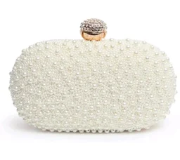 THE TAN CLAN Asad All White Pearl Hand Embroidered Clutches for Women Purses Luxury Evening Handbags for Ladies