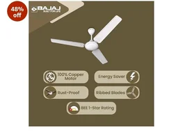 Bajaj Frore 1200 MM (48") Stars Rated Ceiling Fans for Home | BEE 1 star Rated Energy Efficient Ceiling Fan | Rust Free Coating for Long Life | High Air Delivery | 2-Yr Warranty 【White】