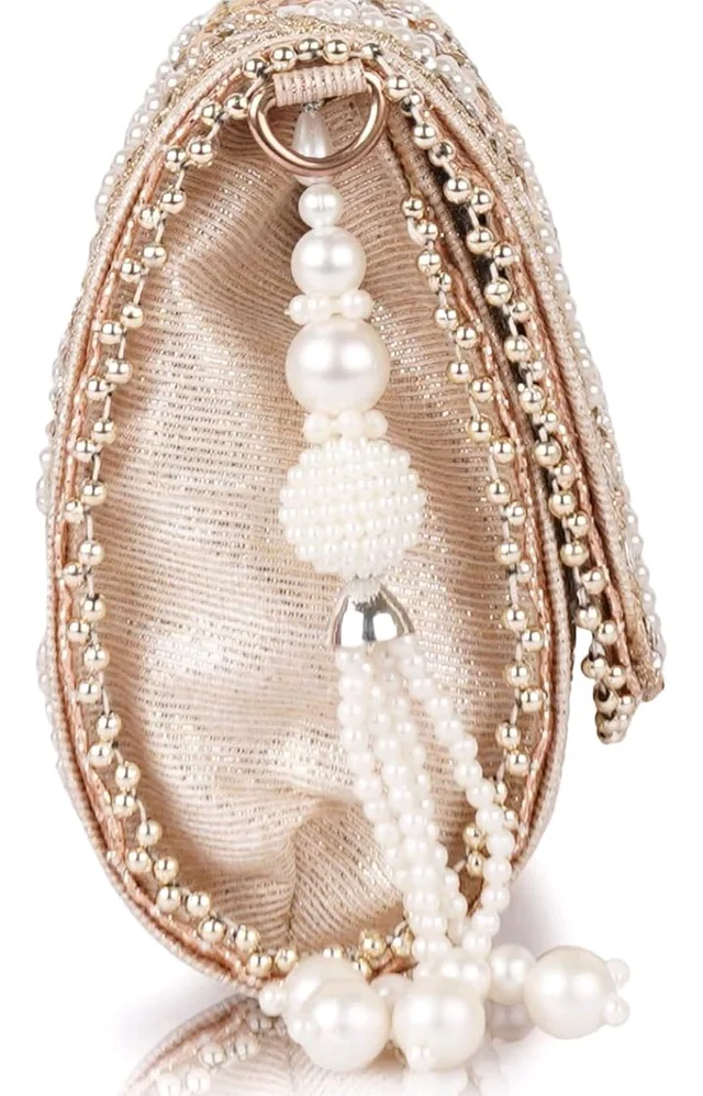 PLANX Velvet SilK Stylish Embroidery Unique Design Trendy Traditional Wedding Party Handheld Potli Bag For Women