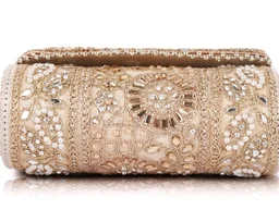 PLANX Velvet SilK Stylish Embroidery Unique Design Trendy Traditional Wedding Party Handheld Potli Bag For Women