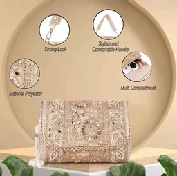 PLANX Velvet SilK Stylish Embroidery Unique Design Trendy Traditional Wedding Party Handheld Potli Bag For Women