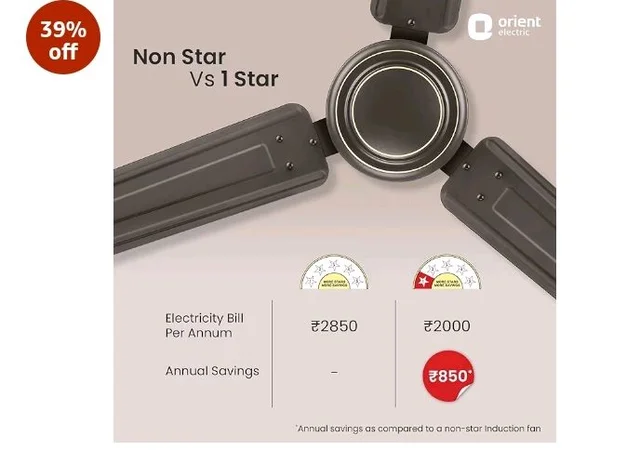 Orient Electric Apex-FX 1200mm Ceiling Fan for Home| BEE 1 Star Rated Energy Efficient Fan| Rust Resistant | Strong and Powerful Motor | 2 Years Warranty by Orient | Smoke Brown - Pack of 1