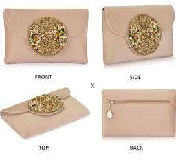 INAAYA - Bridal Accessories Store
3.8 out of 5 stars 90
Women's Suede Zardozi Designer Wedding Sling Clutch Bag Purse with Circular Embellishment of Multi Stones and Embroidery