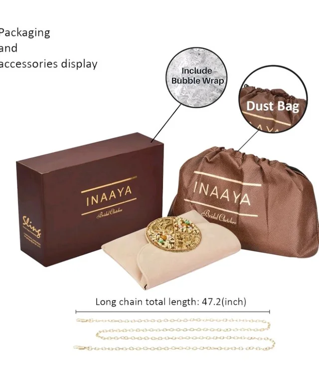 INAAYA - Bridal Accessories Store
3.8 out of 5 stars 90
Women's Suede Zardozi Designer Wedding Sling Clutch Bag Purse with Circular Embellishment of Multi Stones and Embroidery
