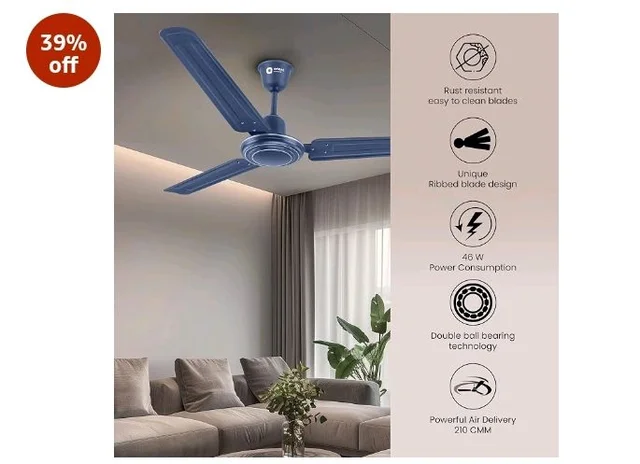 Orient Electric Apex-FX 1200mm Ceiling Fan for Home| BEE 1 Star Rated Energy Efficient Fan| Rust Resistant | Strong and Powerful Motor | 2 Years Warranty by Orient | Blue - Pack of 1