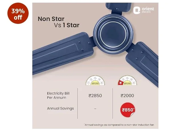 Orient Electric Apex-FX 1200mm Ceiling Fan for Home| BEE 1 Star Rated Energy Efficient Fan| Rust Resistant | Strong and Powerful Motor | 2 Years Warranty by Orient | Blue - Pack of 1