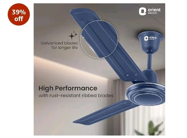 Orient Electric Apex-FX 1200mm Ceiling Fan for Home| BEE 1 Star Rated Energy Efficient Fan| Rust Resistant | Strong and Powerful Motor | 2 Years Warranty by Orient | Blue - Pack of 1