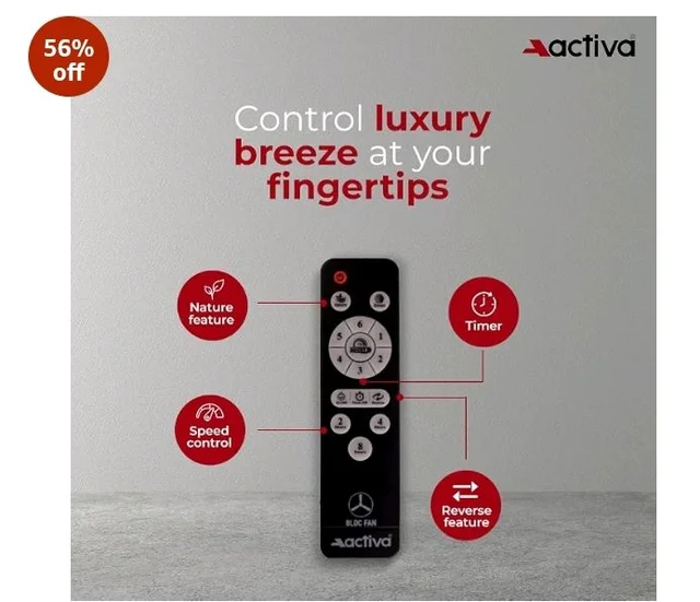 ACTIVA Gracia 600 MM BLDC Ceiling Fan | 4 Blades | 28 Watt | Noiseless Motor with LED Light | Remote Control | Reversible Mode, Timer, Energy Saving, come with 5 Years Warranty (Sparkle Blue)