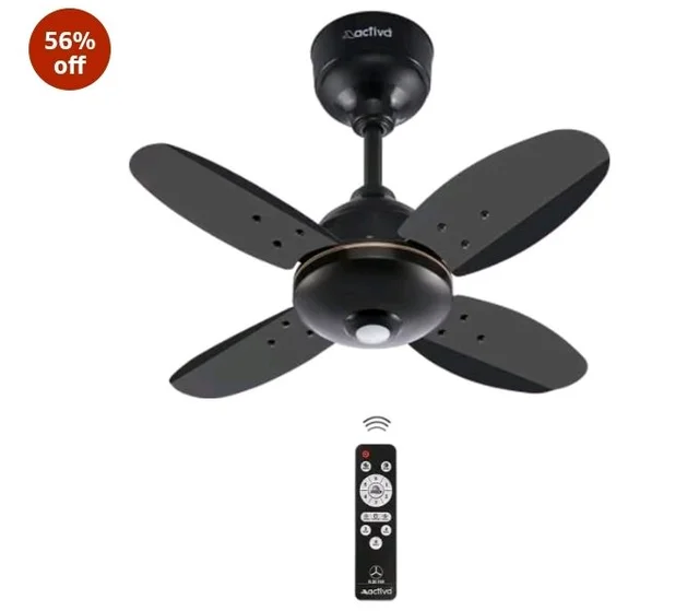 ACTIVA Gracia 600MM BLDC Ceiling Fan with LED Light | BEE 5 Star Rated | 28W Energy Saving Motor | 4 Blade High Speed | Remote Control | Reversible Mode & Timer | 5 Years Warranty | Smoke Brown