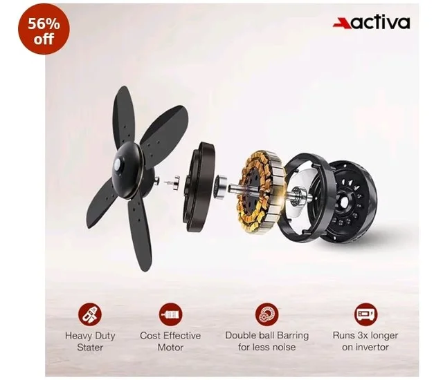 ACTIVA Gracia 600MM BLDC Ceiling Fan with LED Light | BEE 5 Star Rated | 28W Energy Saving Motor | 4 Blade High Speed | Remote Control | Reversible Mode & Timer | 5 Years Warranty | Smoke Brown