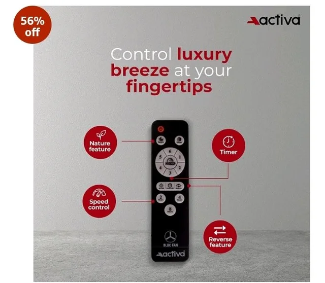 ACTIVA Gracia 600MM BLDC Ceiling Fan with LED Light | BEE 5 Star Rated | 28W Energy Saving Motor | 4 Blade High Speed | Remote Control | Reversible Mode & Timer | 5 Years Warranty | Smoke Brown