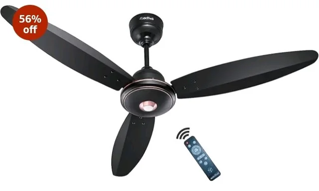 ACTIVA Gracia 1200mm Ceiling Fan, 3 Wider Blade, BLDC 28 Watt Motor Fan with LED Light, Energy Saving, Full Remote Control, Reversible Mode and Timer, 5 Years Warranty - Smoke Brown