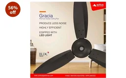 ACTIVA Gracia 1200mm Ceiling Fan, 3 Wider Blade, BLDC 28 Watt Motor Fan with LED Light, Energy Saving, Full Remote Control, Reversible Mode and Timer, 5 Years Warranty - Smoke Brown