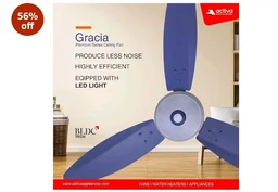 ACTIVA Gracia 1200mm Ceiling Fan with LED Light | 5 Star Energy Saving BLDC Motor | Remote Control, Reversible Mode & Timer | 3 Blade High Speed Ceiling Fan | 4 Year Warranty | Sparkle Blue