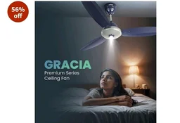 ACTIVA Gracia 1200mm Ceiling Fan with LED Light | 5 Star Energy Saving BLDC Motor | Remote Control, Reversible Mode & Timer | 3 Blade High Speed Ceiling Fan | 4 Year Warranty | Sparkle Blue